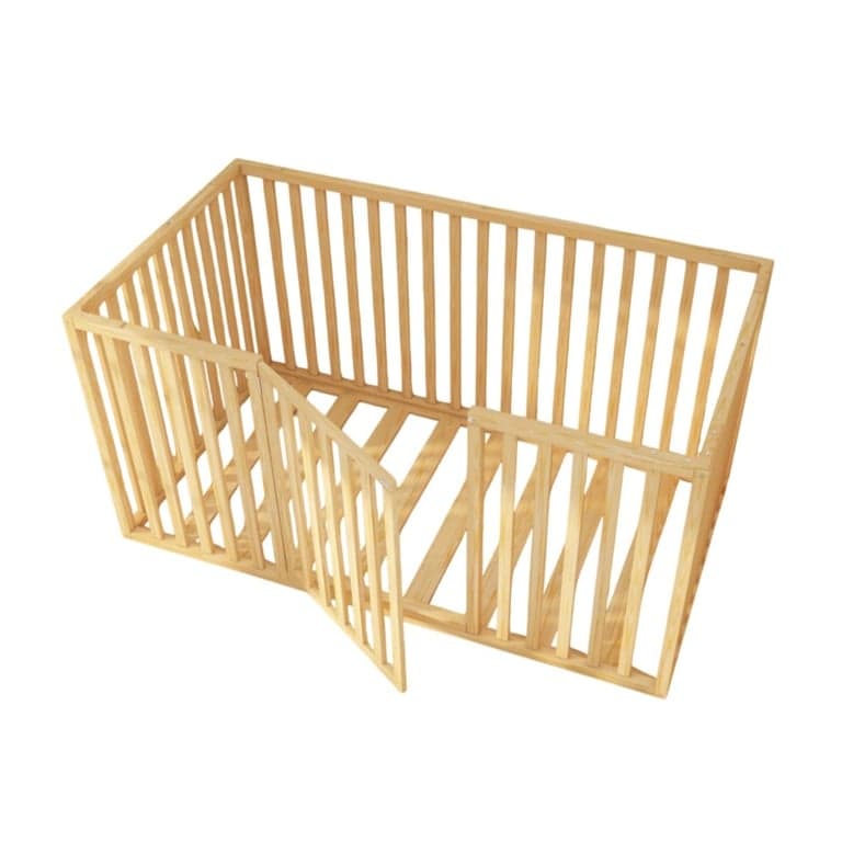 SignaturedWood Medina Playpen Queen Floor Bed With 50H Rails