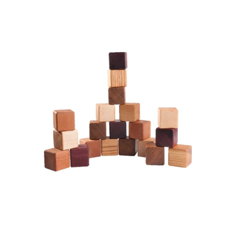 Montessori PoppyBabyCo Classic Wooden Blocks 5 Types of Wood 20 Pieces