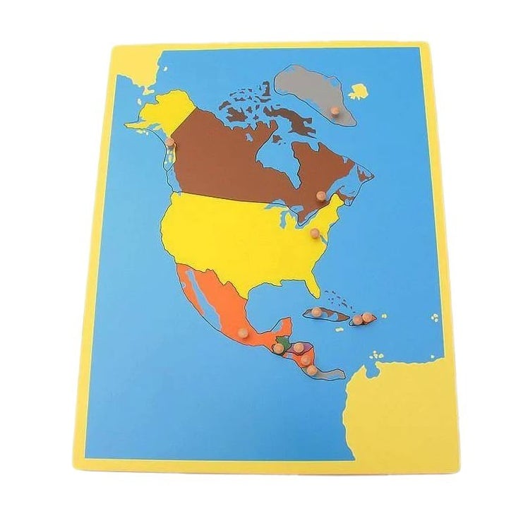 Montessori Pink Montessori Small Board Map of North America