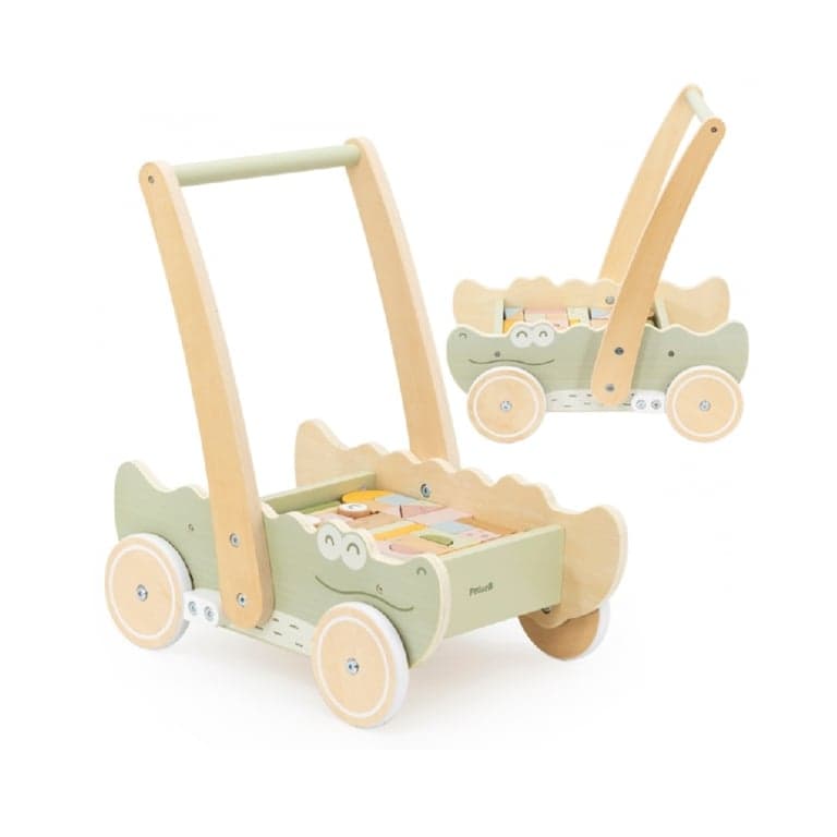 Viga Push Walker With Blocks Crocodile