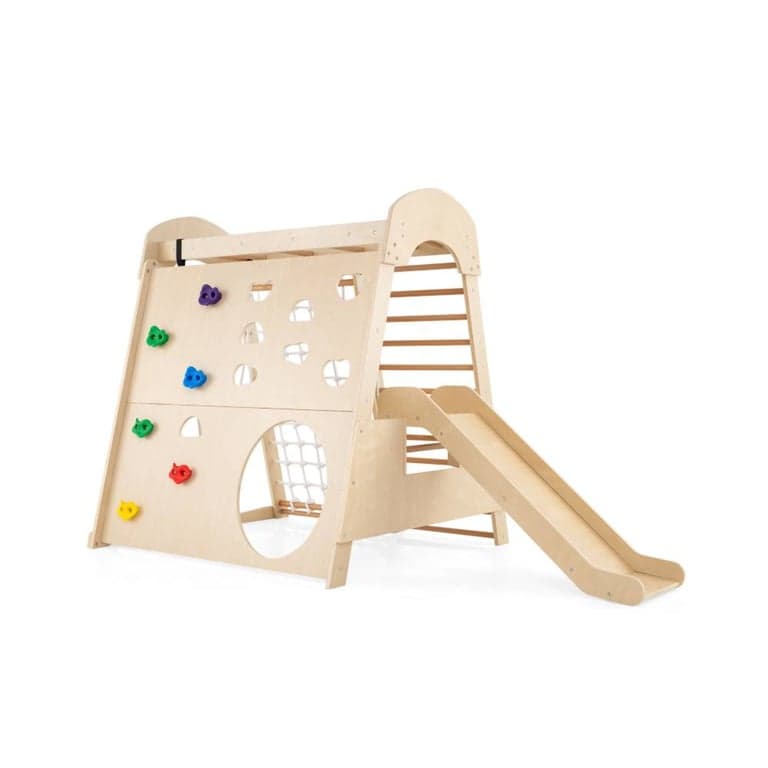 Costway 8-in-1 Indoor Jungle Gym With Swing and Climbing Wall