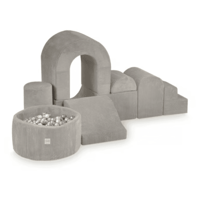 Plush Nest Corduroy Castle Soft Play Set With Ball Pool Beige