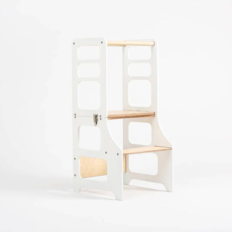 Montessori The Learning Tower Company The Classic Convertible Learning Tower White/Natural Wood Without Slide