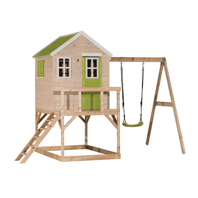 Montessori Wendi Toys My Lodge Swing Set With Platform and Single Swing Lime