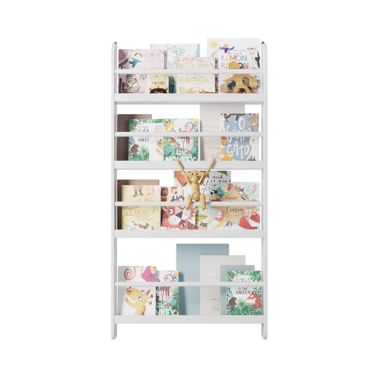 Montessori FOTOSOK Wall-Mount 4-Tier Kids Bookshelf White