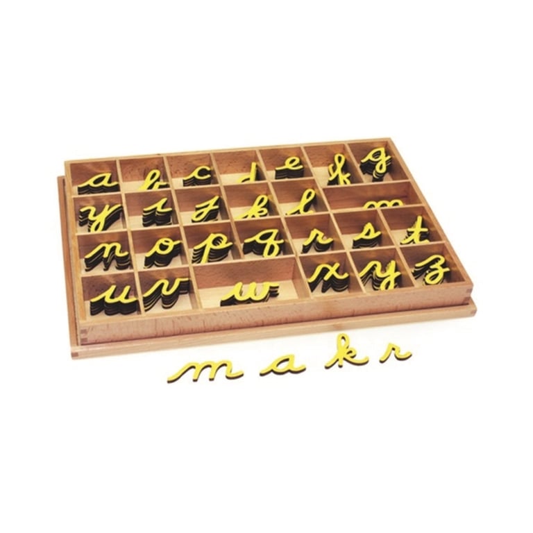 Montessori Alison's Montessori Small Movable Alphabet Cursive Yellow