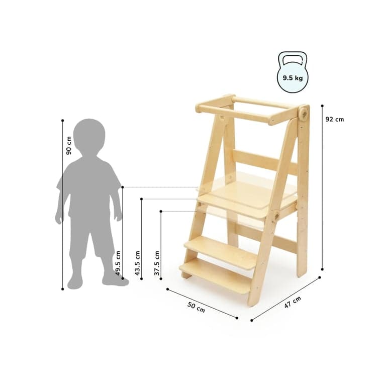 Busy Kids Foldable Toddler Tower Unvarnished
