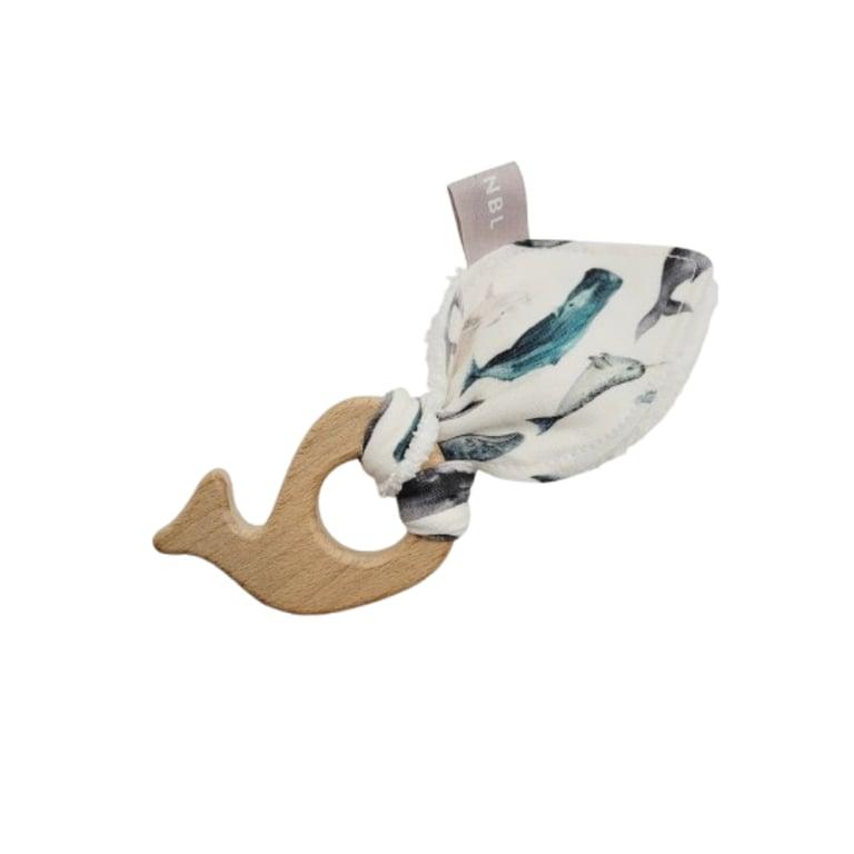 Montessori Newbornlander Wooden Teether Whales