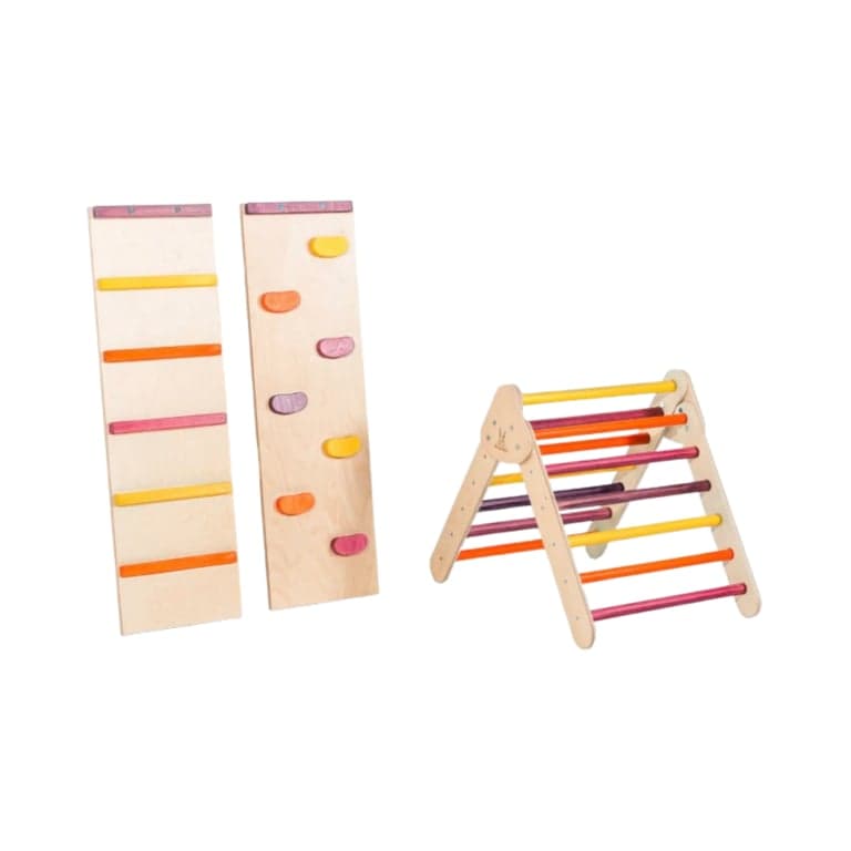 Bunny Hopkins Pikler Triangle Sunset Safari Mini With Ladder and Rock Wall