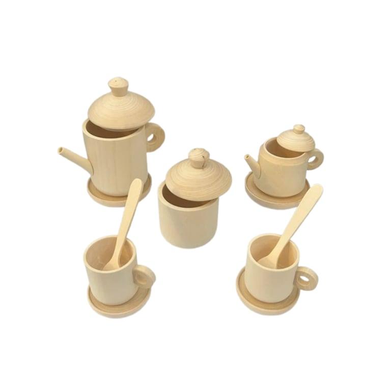 Montessori PoppyBabyCo Unfinished Wooden Tea Party Set