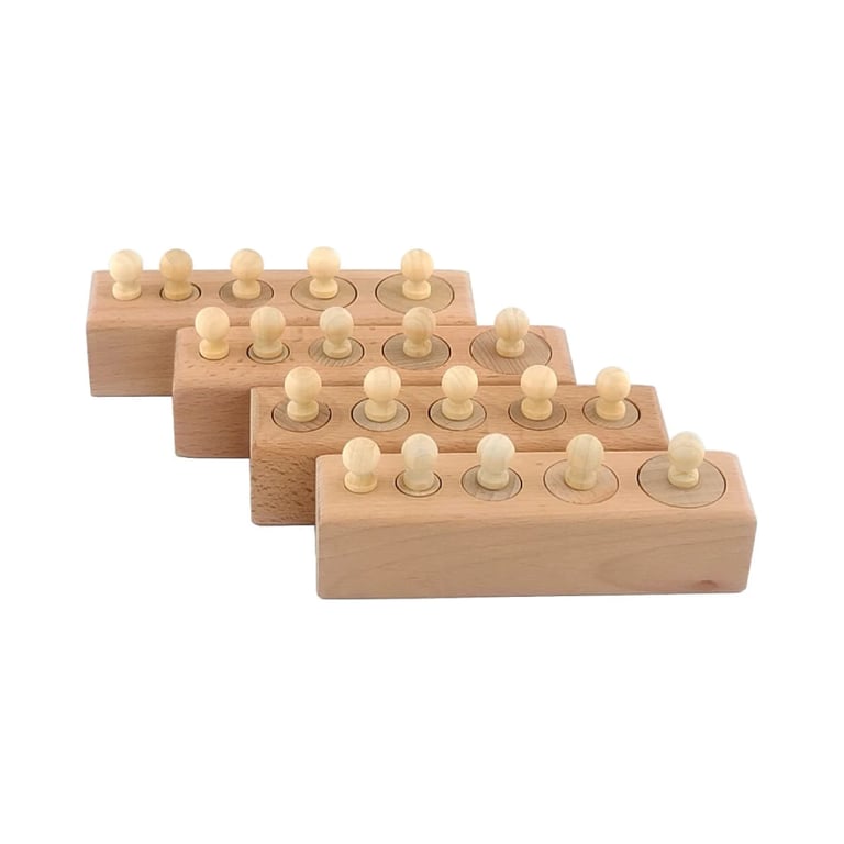 Montessori IFIT Knobbed Cylinder Blocks Mini Natural