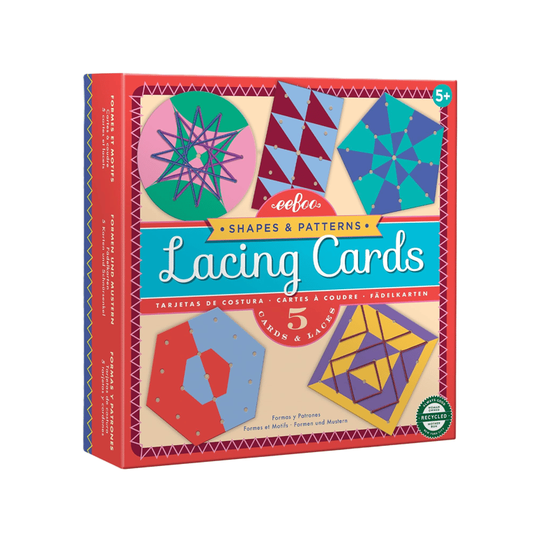 Montessori eeBoo Shapes & Patterns Lacing Cards