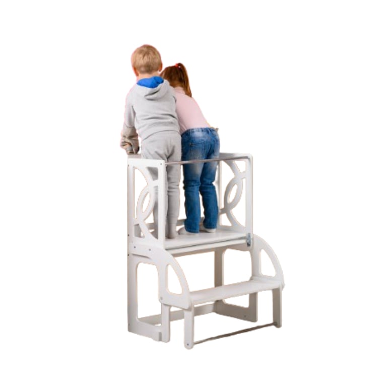 Montessori Climbambino Double Toddler Tower White Twin Size and No Slide