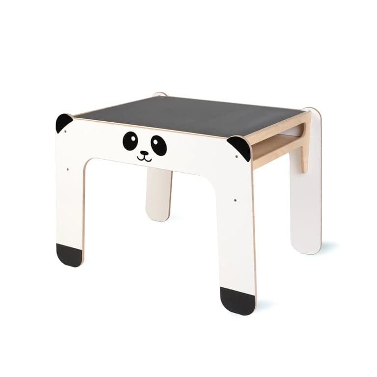 Montessori Wild Kids Activity Table With Reversible Blackboard Top Panda White