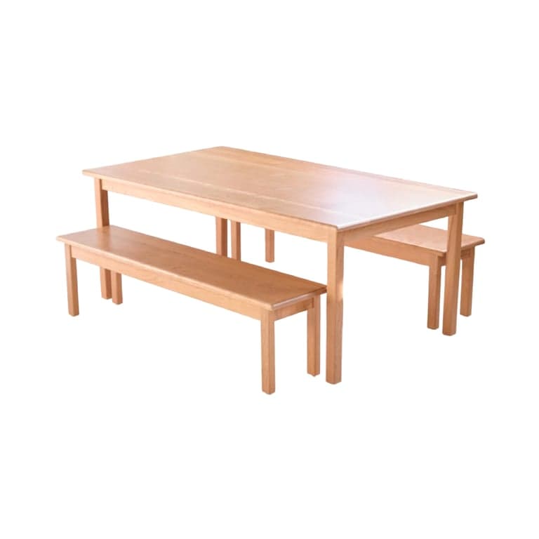 Montessori Palumba Camden Rose Extra Large Child Height School Table With Benches 33 x 60 Inches Cherry Wood With Waterbased Clear Finish