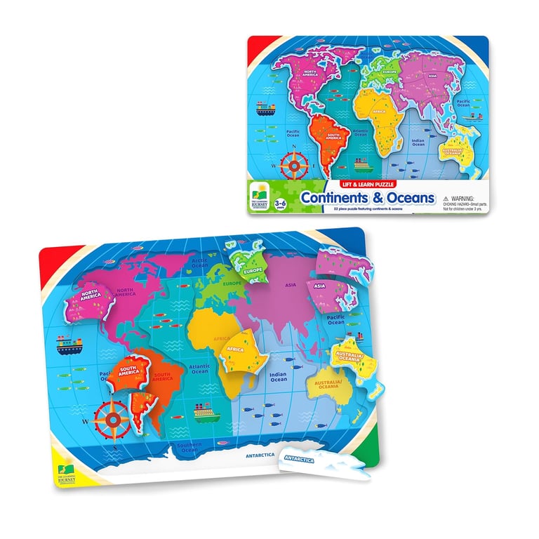 Montessori The Learning Journey Puzzle Map Lift & Learn Continents & Oceans