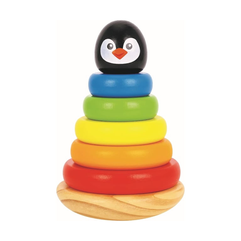 Montessori TOOKYLAND Wooden Wobble Stacker Penguin