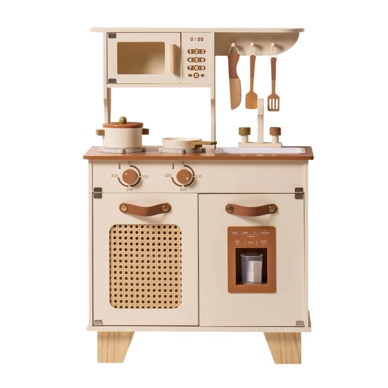 Robud Wooden Kids Play Kitchen Set Mocha Montessori