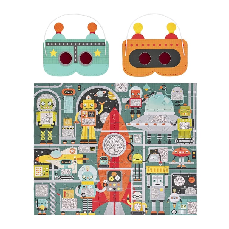Montessori Petit Collage Robot Factory 100-Piece Decoder Puzzle