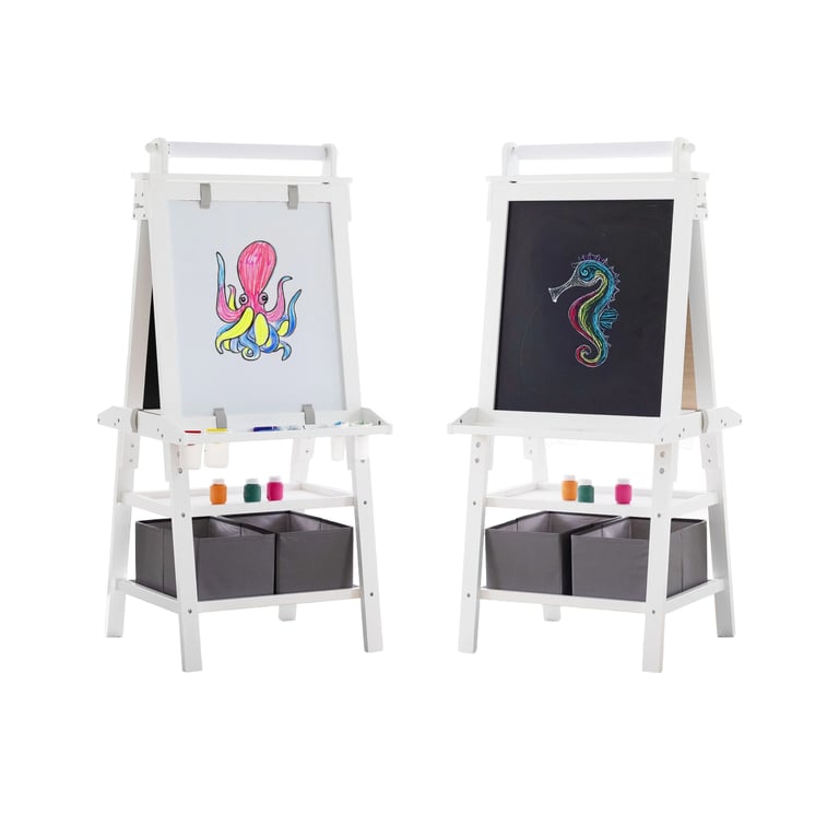 Montessori Little Partners Deluxe Learn 'N Play Art Center Easel Soft White