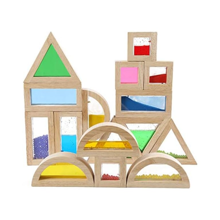 Montessori Kvintes 16 Pieces Large Wooden Rainbow Building Blocks