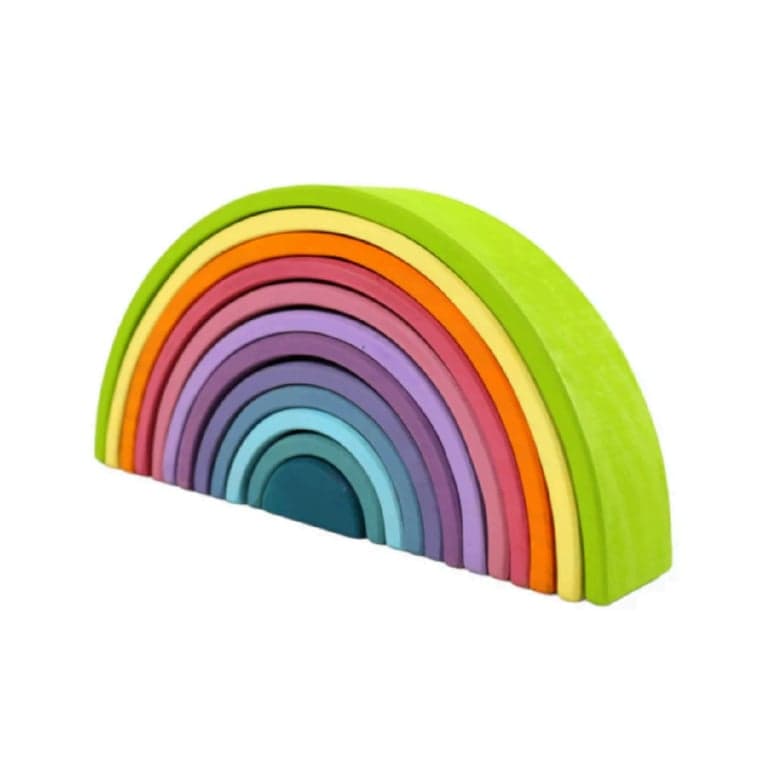 Green Elephant Home and Toys Wooden Rainbow Stacker Pastel Macaron Colors Large