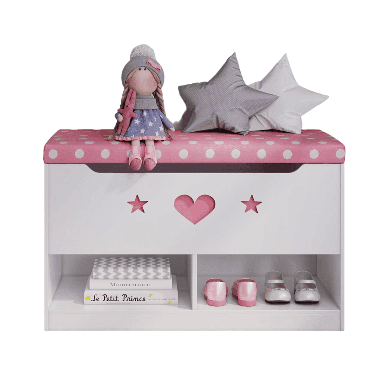 Montessori Sturdis Toy Box Bench Pink