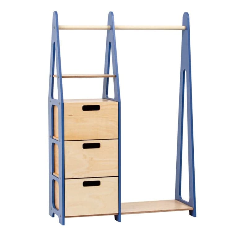 Duck Woodworks Clothing Rack With Rectangular Holes Drawers Blue 