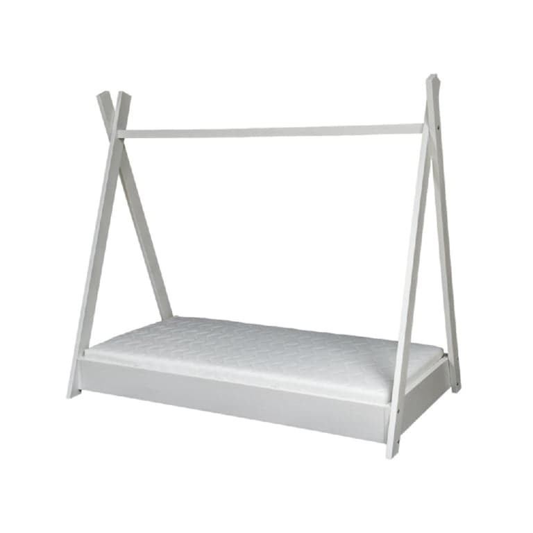 Merly Teepee Floor Bed With Eco Mattress White Toddler Size 160 x 80 cm