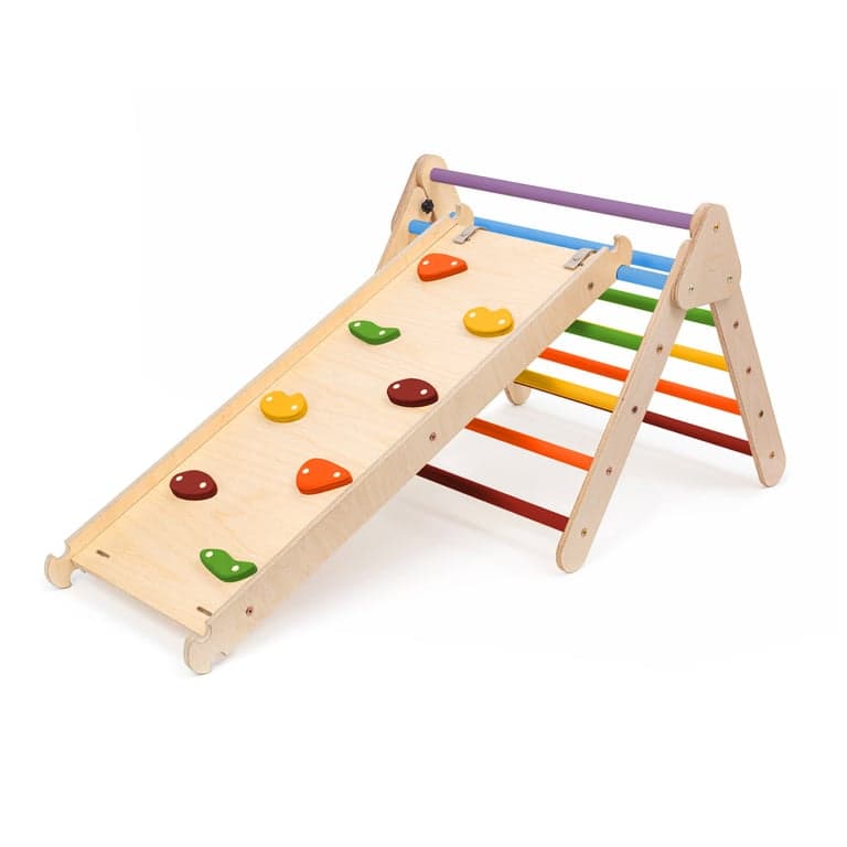 Montessori Jindl Foldable Climbing Triangle With Ramp Premium Rainbow