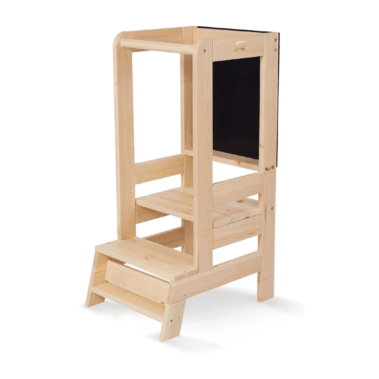 Montessori Meowbaby Toddler Tower With Chalkboard Natural