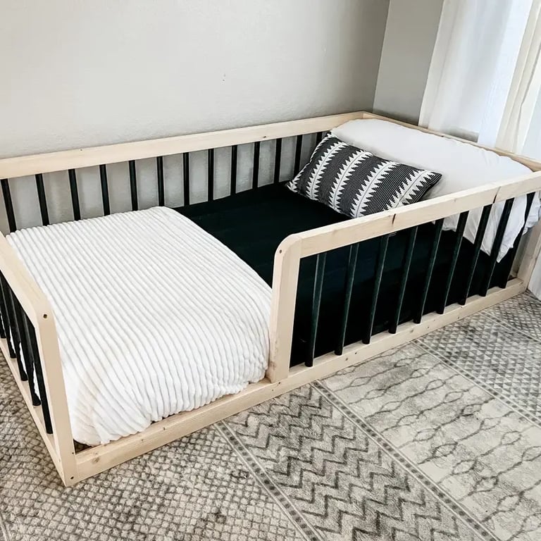 Montessori Simply Sori Black Montessori Floor Bed Twin With Slats