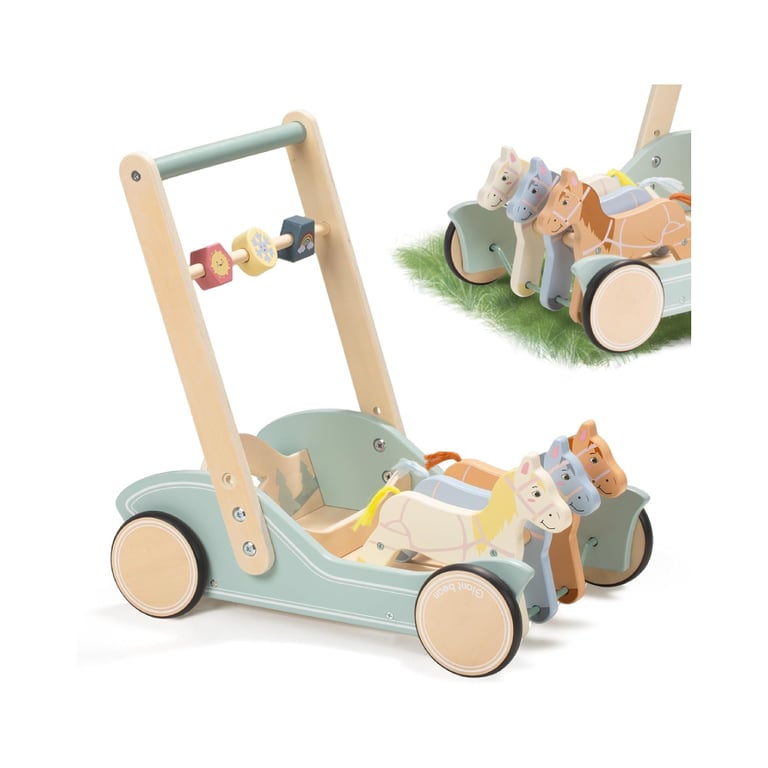 Montessori Giant bean Galloping Ponies Wooden Baby Walker