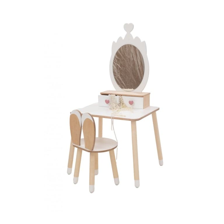 Family SCL Princess Vanity Table With White Crown Mirror