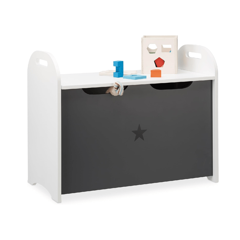 Montessori Relaxdays Storage Bench White Gray Star