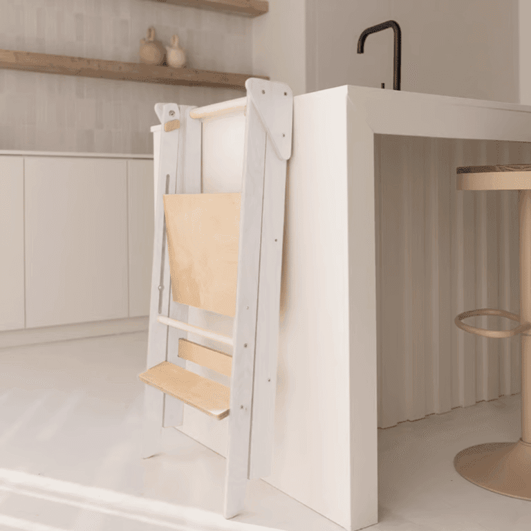 Jindl Foldable and Adjustable Toddler Tower White