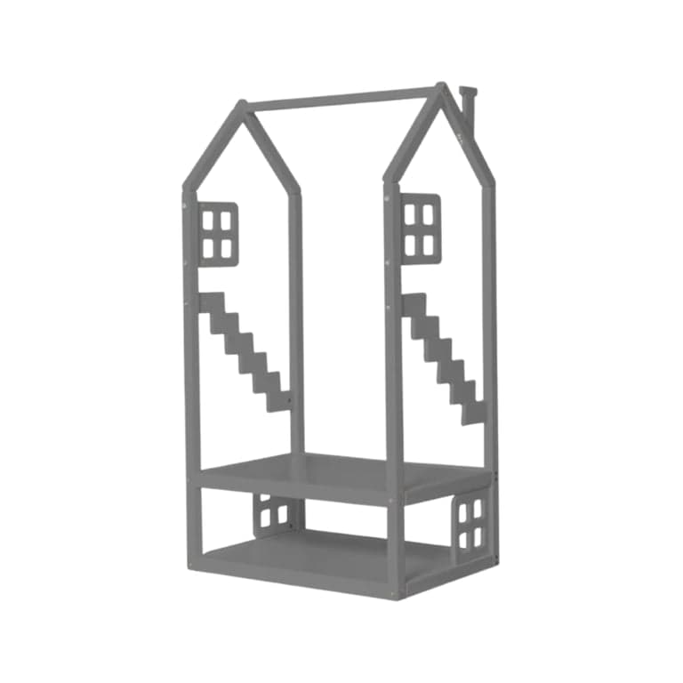 BusyWood Kids Clothing Rack With Windows Gray