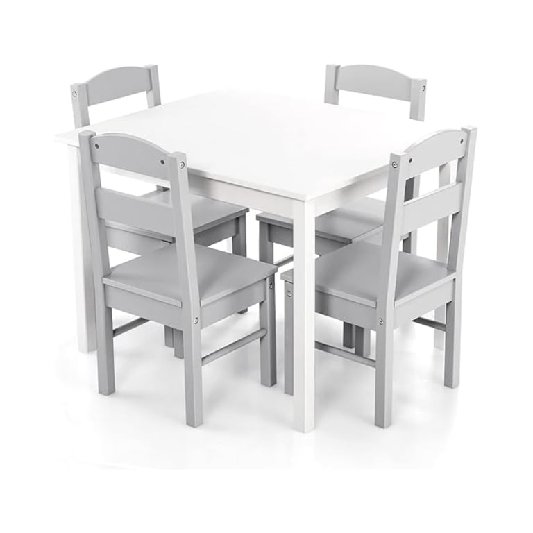 Montessori Costzon Kids Table and Chair Set Gray and White