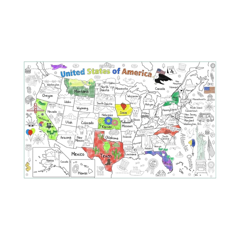 Montessori PartyGarden US Map Giant Coloring Poster