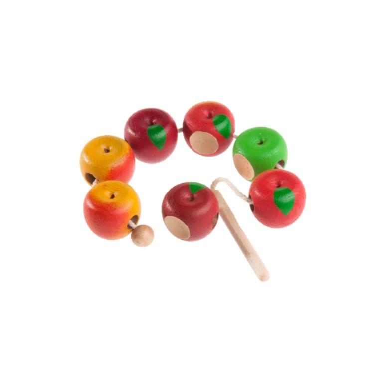 Montessori PoppyBabyCo Wooden Apples Lacing Toy