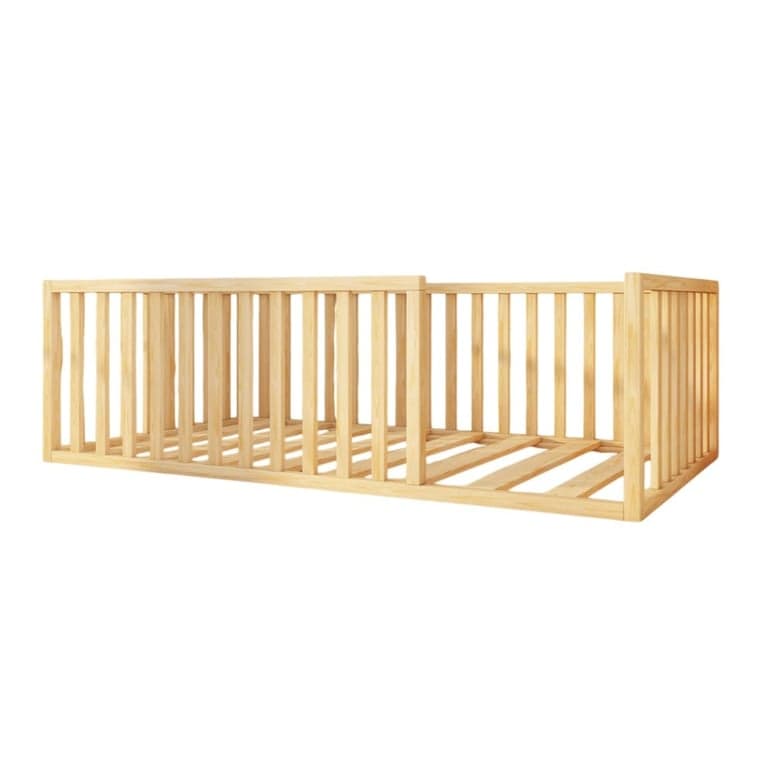 Montessori SignaturedWood Brooklyn Twin Floor Bed 17H With Rectangle Slat