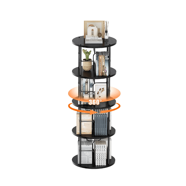 Allstand Rotating Bookshelf Round 4 Tier Black