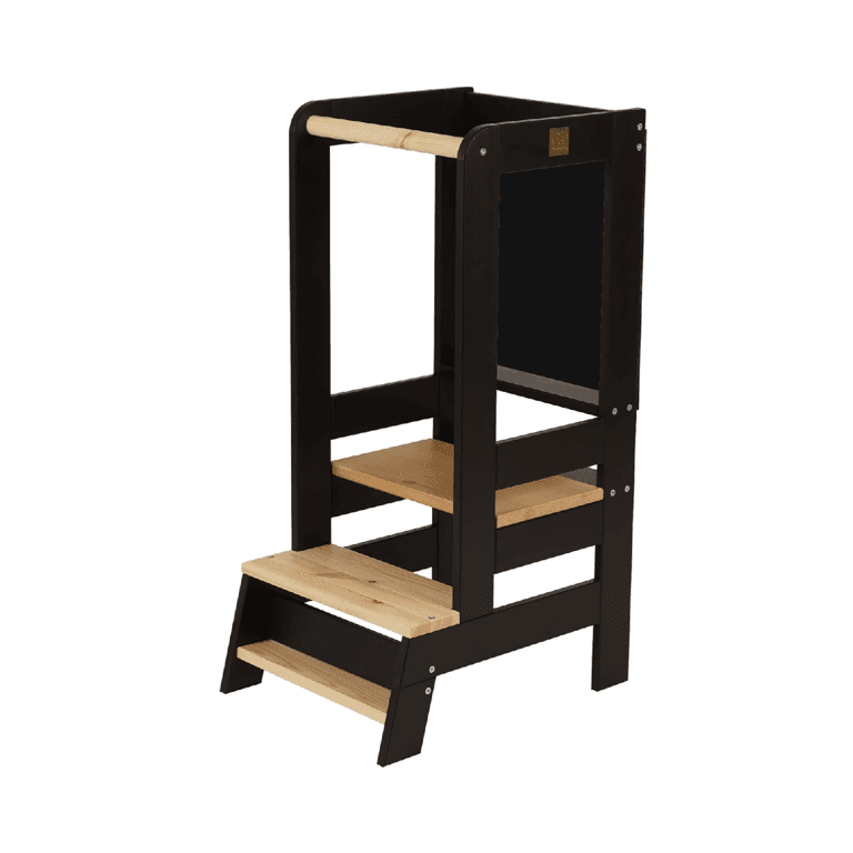 Montessori Meowbaby Toddler Tower With Chalkboard Black Natural