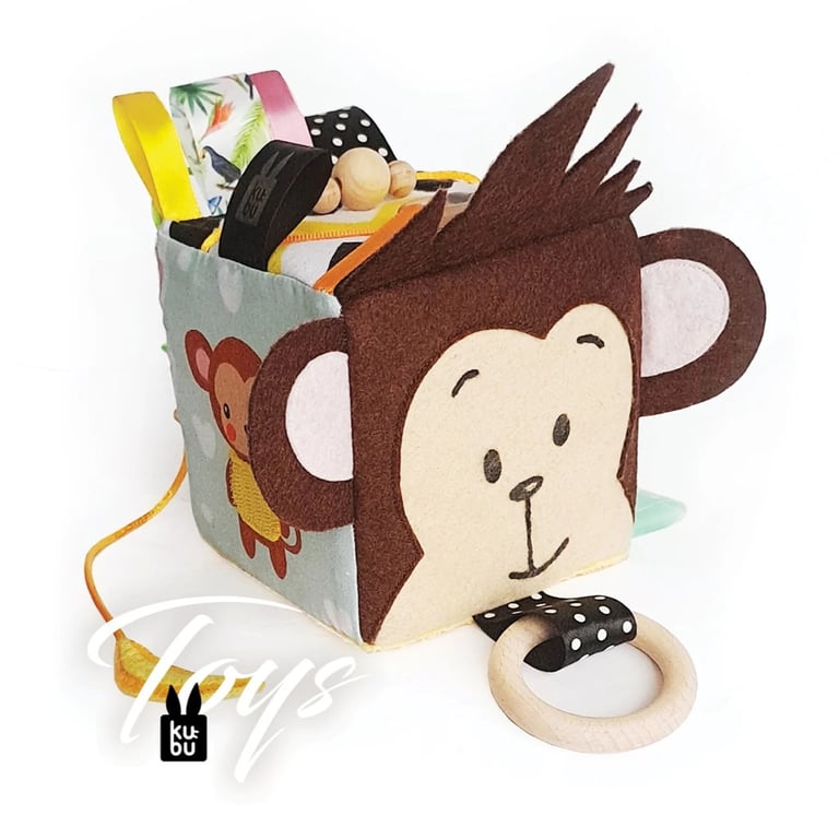 Montessori KubuToys Soft Activity Cube Monkey