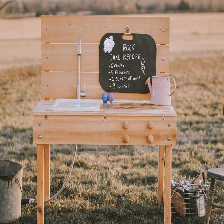 Montessori GCR Wooden Creations Mud Kitchen and Water Table With Faucet