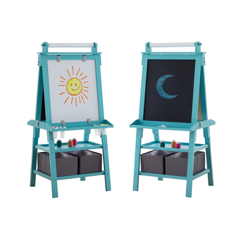 Montessori Little Partners Deluxe Learn 'N Play Art Center Easel Turquoise
