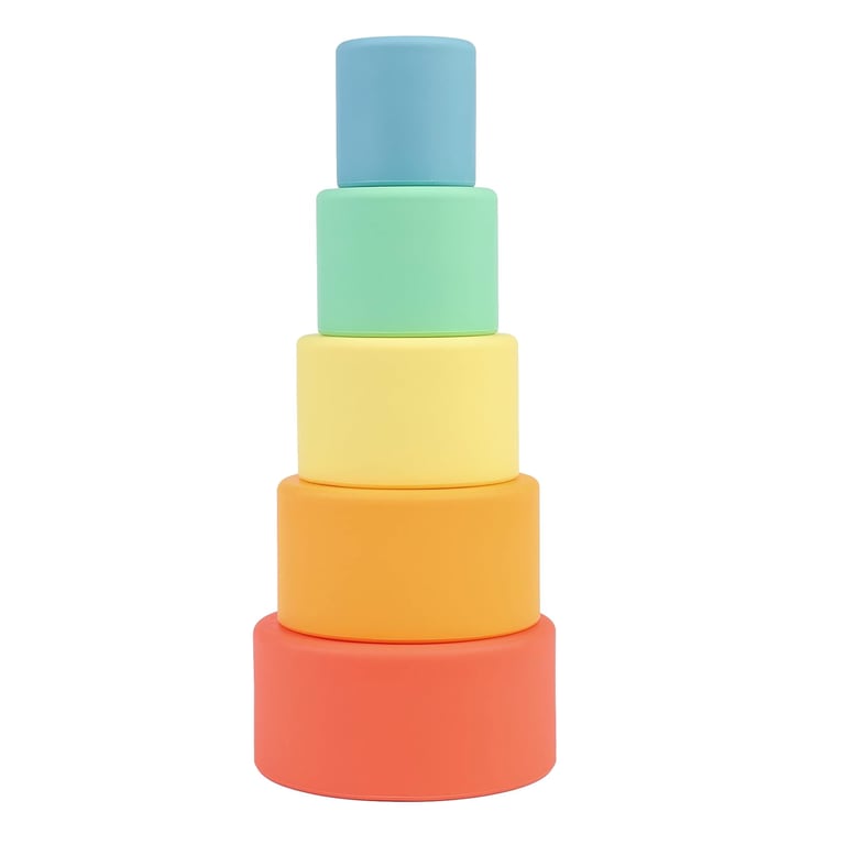 Montessori BLUE GINKGO Stacking Cups Silicone Matte