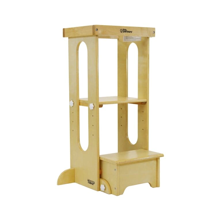 Montessori Little Partners Explore 'N Store Folding Learning Tower Natural