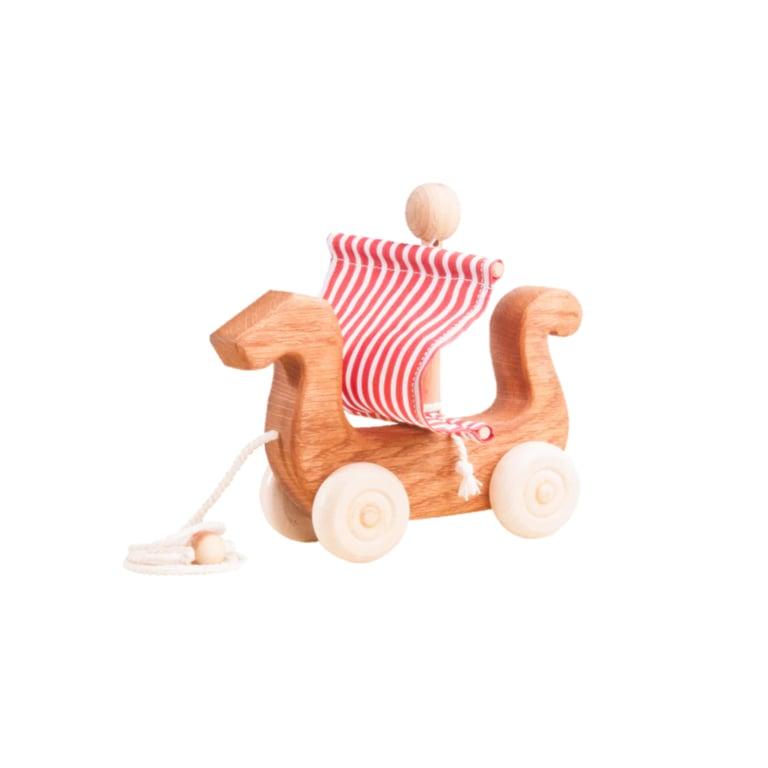 Montessori PoppyBabyCo Wooden Pull Along Toy Sailing Boat